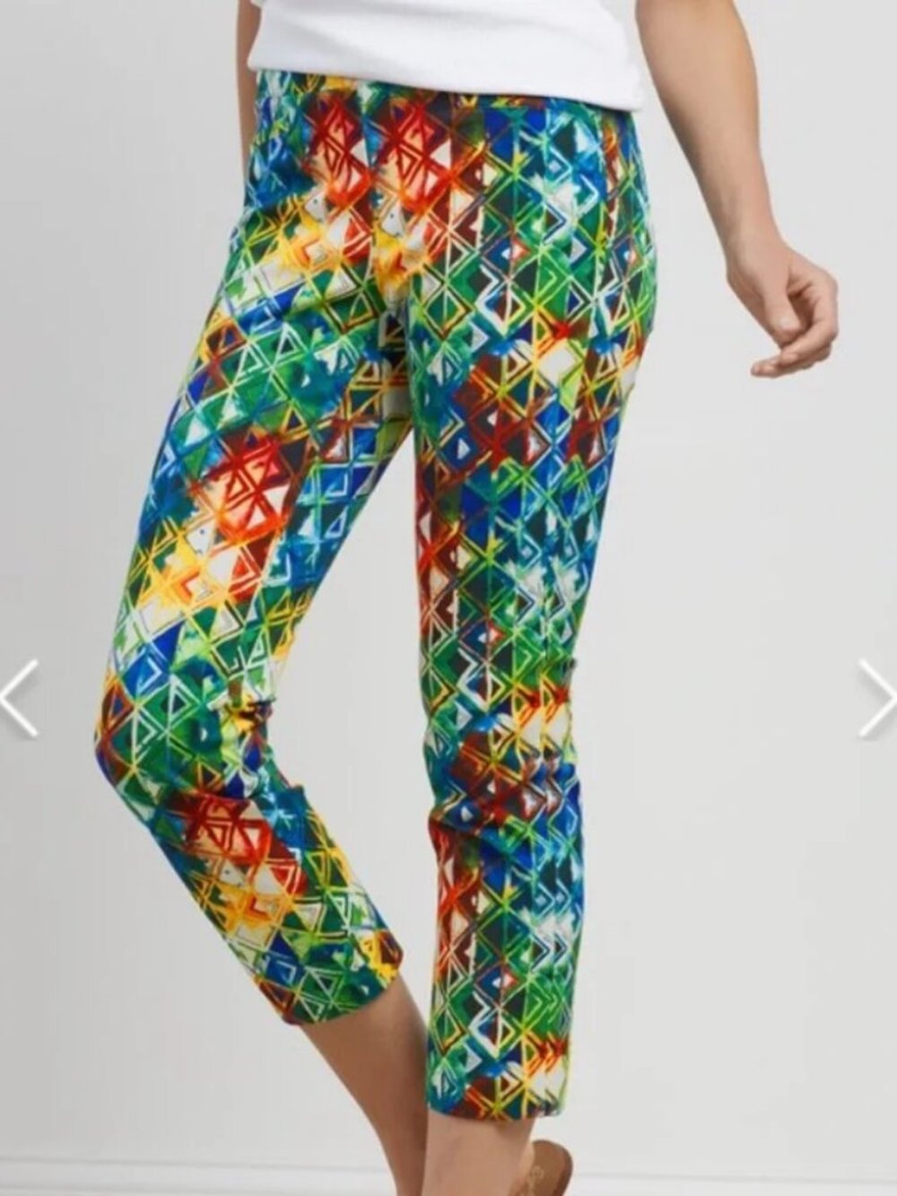 Soft Surroundings Geo Prism Crop Pants 1X Superla Stretch Pull On Straight Leg